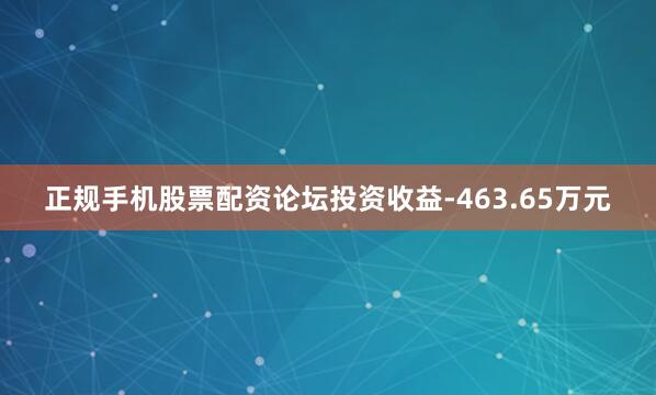 正规手机股票配资论坛投资收益-463.65万元